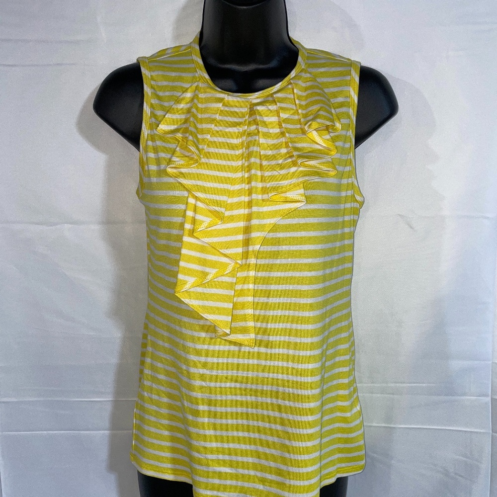 Trina Turk Women's Striped Sleeveless Tank top Ruffle Size S